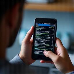 Technician performing software troubleshooting on smartphone